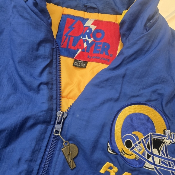 Vintage 90s Pro Player Rams NFL Jacket Big Logo | LA / St. Louis Helmet Embroide - Picture 7 of 8